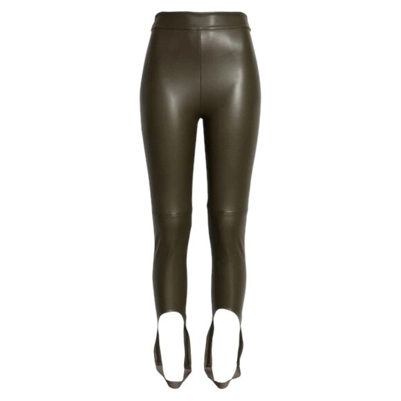 NWT Alix NYC Brower Faux Leather Stirrup Leggings Pine Green Women’s Size Small - Picture 1 of 14